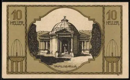 Notgeld Bad Hall 1920, 10 Heller, Tassiloquelle und Wappen mit Gültigkeit bis 31. Dezember 1920