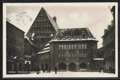 AK Meissen / Sa., Kleinmarkt mit Stadtbücherei