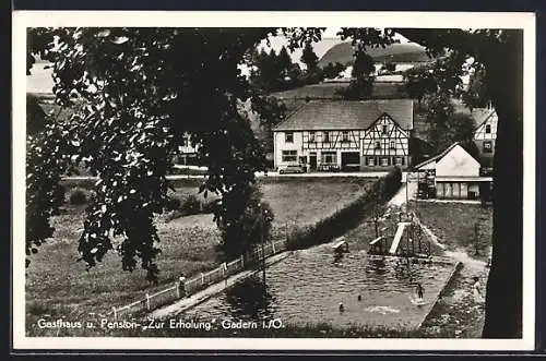 AK Gadern i. Odenwald, Gasthaus und Pension Zur Erholung, Inh. Franz Emig, Schwimmbad