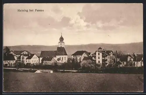 AK Heining bei Passau, Teilansicht mit Blick auf die Kirche