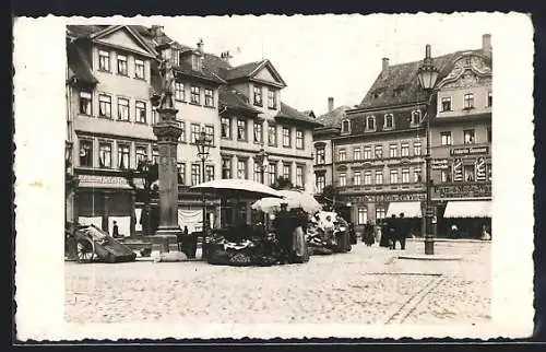 AK Erfurt, Seifenfabrik von G. F. Müller und Carl Weineck mit Denkmal