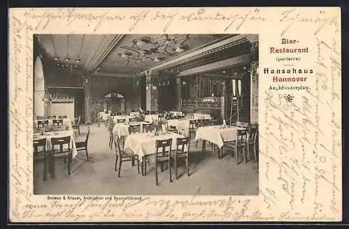 AK Hannover, Bier-Restaurant Hansahaus, Innenansicht