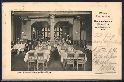 AK Hannover, Wein-Restaurant im Hansahaus, Aegidientorplatz