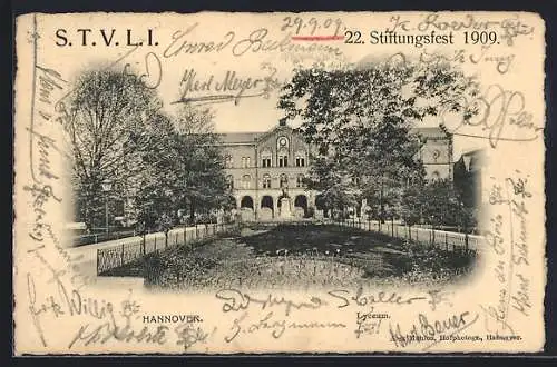 AK Hannover, 22. Stiftungsfest 1909, Partie am Lyzeum