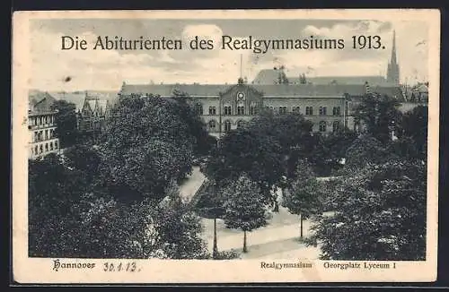 AK Hannover, Abitur des Realgymnasiums 1913, Realgymnasium am Georgplatz, Lyceum I