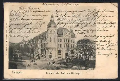 AK Hannover, Hannoversche Bank am Theaterplatz