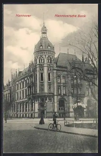 AK Hannover, Hannoversche Bank mit Strassenpartie