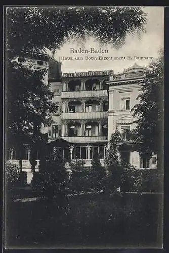 AK Baden-Baden, Hotel zum Bock, Inh. H. Baumann