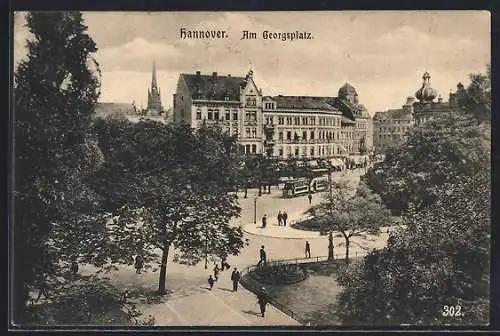 AK Hannover, Am Georgsplatz mit Strassenbahn