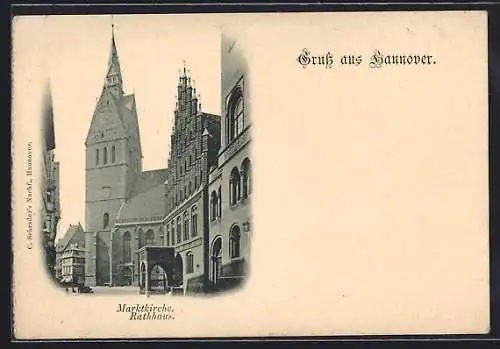 AK Hannover, Marktkirche und Rathaus