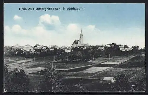 AK Untergriesbach /Niederbayern, Teilansicht mit Kirche