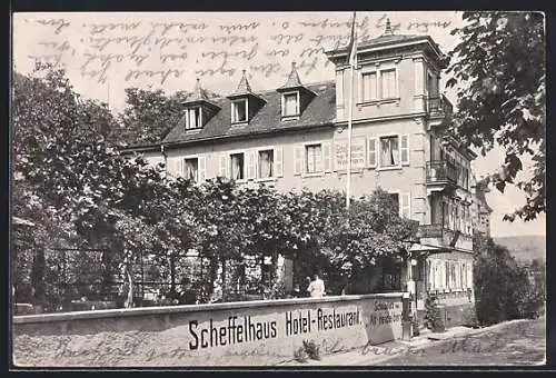 AK Heidelberg, Hotel-Restaurant Scheffelhaus mit Garten