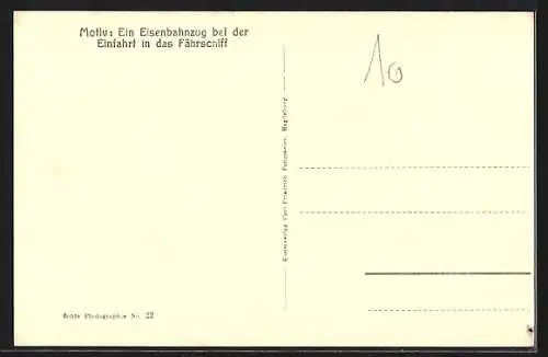 AK Sassnitz, Eisenbahn bei der Einfahrt in das Trajektschiff