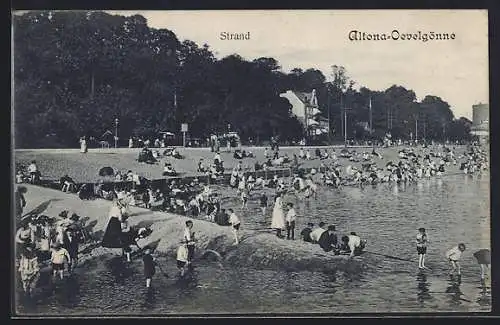 AK Hamburg-Oevelgönne, Partie am Strand mit Badegästen