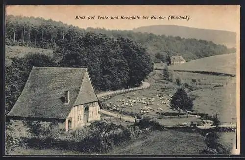 AK Rhoden / Waldeck, Blick auf Trotz und Huxmühle