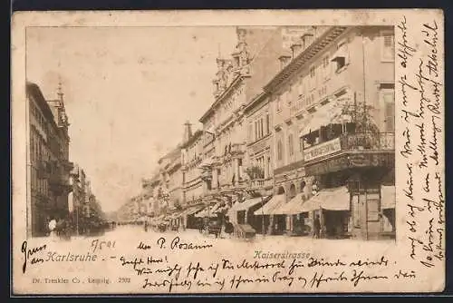 AK Karlsruhe, Kaiserstrasse mit Hotel Englischer Hof