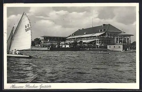 AK Hannover am Maschsee, Blick auf Gasthaus