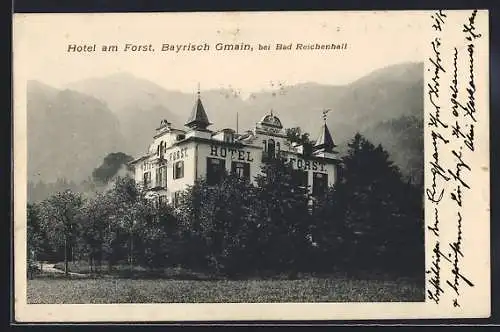 AK Bayrisch Gmain bei Bad Reichenhall, Hotel am Forst im Sonnenschein