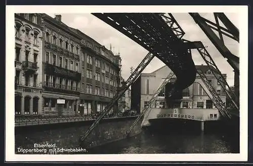 AK Elberfeld-Döppersberg, Ortsansicht mit Schwebebahn