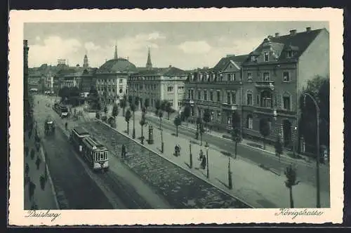 AK Duisburg, Königstrasse mit Strassenbahn