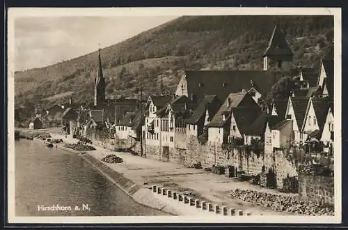 AK Hirschhorn a. N., Uferpartie mit Kirche