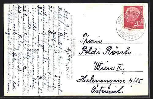 AK Aystetten bei Augsburg, Totalansicht von Süden, Teilansicht von Osten