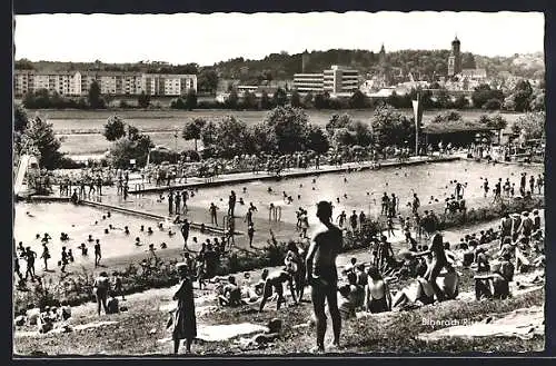 AK Biberach /Riss, Schwimmbad mit Besuchern