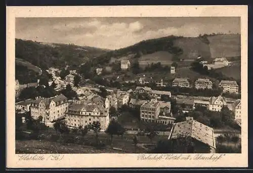 AK Glashütte /Sa., Bahnhofs-Viertel mit Ochsenkopf