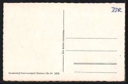 AK Waldheim i. Sa., Strassenpartie mit Rathaus