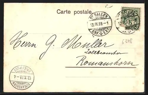 AK St. Gallen, Marktplatz mit Brunnen