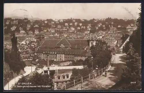 AK St. Gallen, St. Georgenstrasse mit Kloster