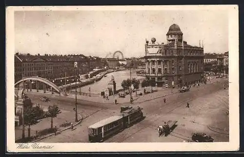 AK Wien, Strassenbahn an der Urania