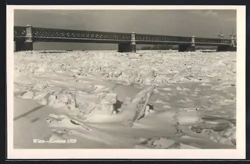 AK Wien, Eisstoss an der Reichsbrücke 1929