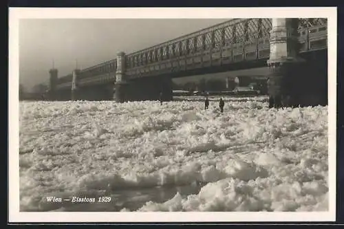 AK Wien, Reichsbrücke beim Eisstoss 1929