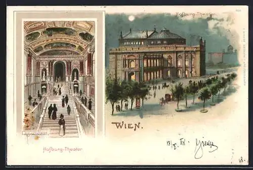 Lithographie Wien, Burgtheater, Hauptstiege