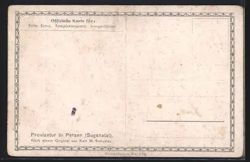 Künstler-AK Rotes Kreuz: Persen i. Suganatal, Blick auf die Proviantur