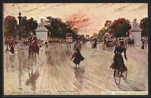 Künstler-AK Georges Stein: Paris, Avenue des Champs-Elysées