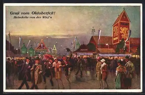 Künstler-AK Ernst Schlemo: Oktoberfest, Heimkehr von der Wies`n