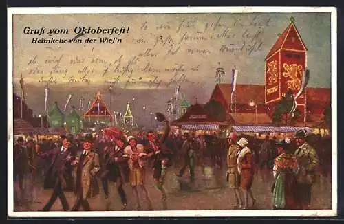 Künstler-AK Ernst Schlemo: Oktoberfest, Heimkehr von der Wies`n