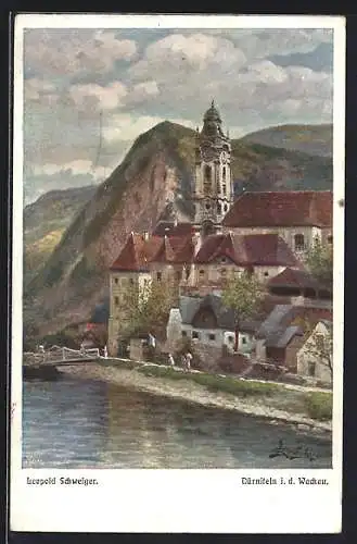 Künstler-AK Dürnstein i. d. Wachau, Panorama