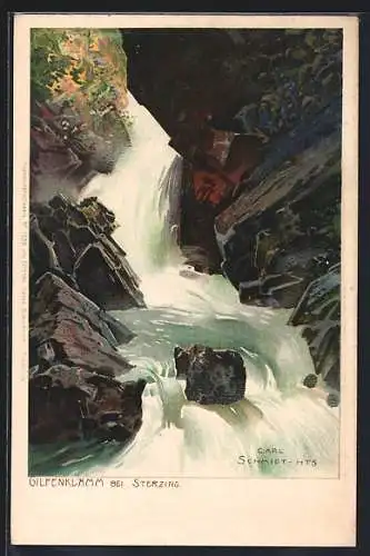 Künstler-AK Carl Schmidt: Sterzing, Gilfenklamm mit Wasserfall