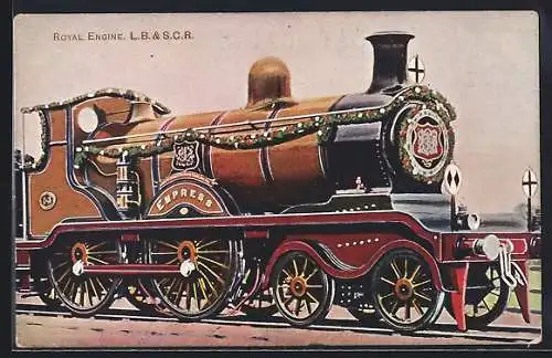 Künstler-AK Royal Engine, L.B. & S.C.R., englische Eisenbahn, Lok Empress