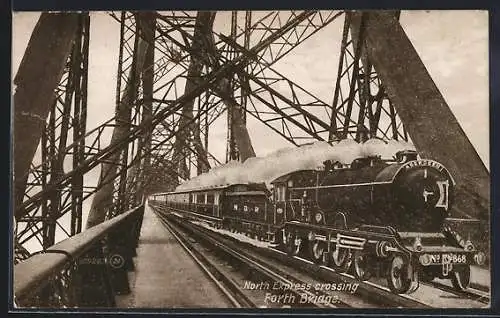 AK Locomotive no. 868 Aberdeen, North Express crossing Forth Bridge