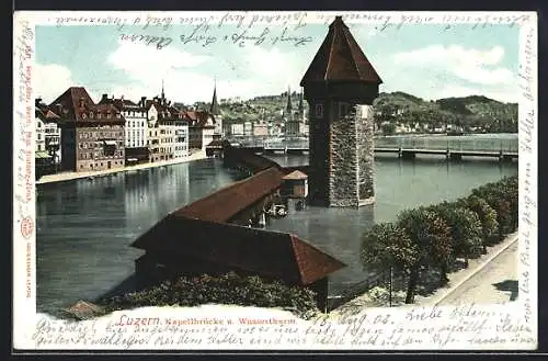 AK Luzern, Kapellbrücke & Wasserturm