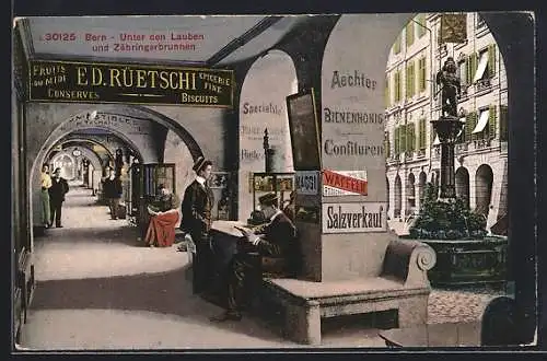AK Bern, Unter den Lauben und Zähringerbrunnen