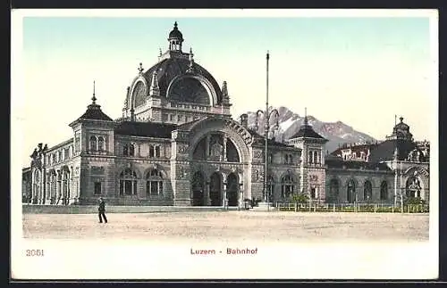 AK Luzern, Blick auf den Bahnhof