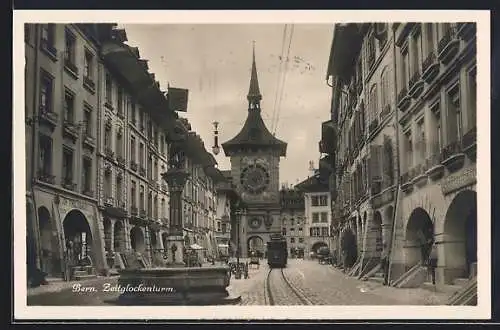 AK Bern, Zeitglockenturm, Strassenbahn