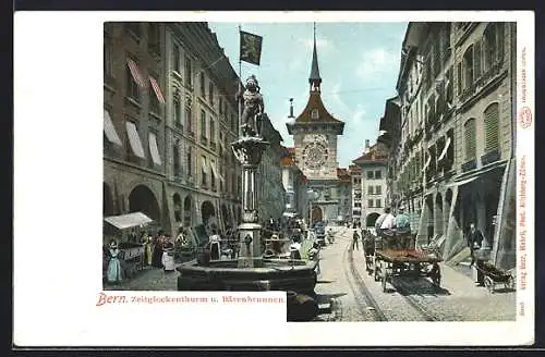 AK Bern, Zeitglockenturm und Bärenbrunnen