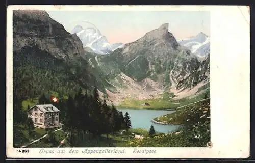 AK Seealpsee, Gasthaus mit Umgebung aus der Vogelschau