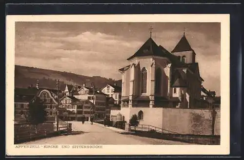 AK Appenzell, Kirche und Sitterbrücke